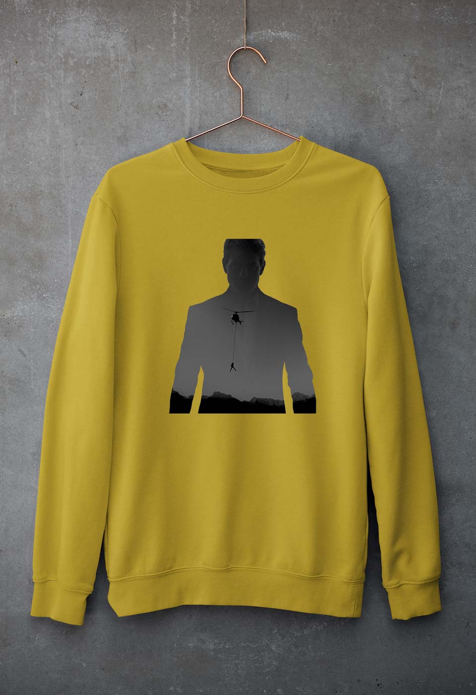 Mission Impossible (MI) Tom Cruise Unisex Sweatshirt for Men/Women-Mustard Yellow-Ektarfa.online