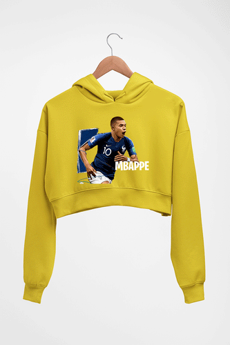 Kylian Mbappé Crop HOODIE FOR WOMEN-Mustard Yellow-Ektarfa.online