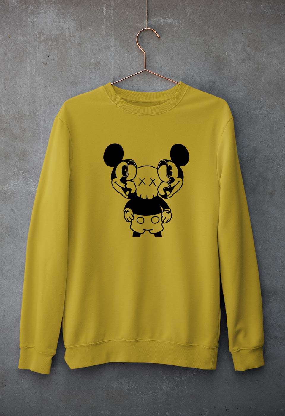 Kaws Mickey Unisex Sweatshirt for Men/Women-Mustard Yellow-Ektarfa.online
