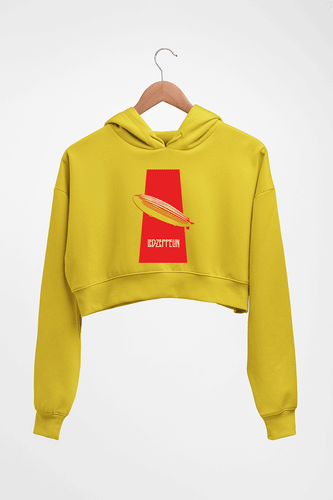 Led Zeppelin Crop HOODIE FOR WOMEN-Mustard Yellow-Ektarfa.online