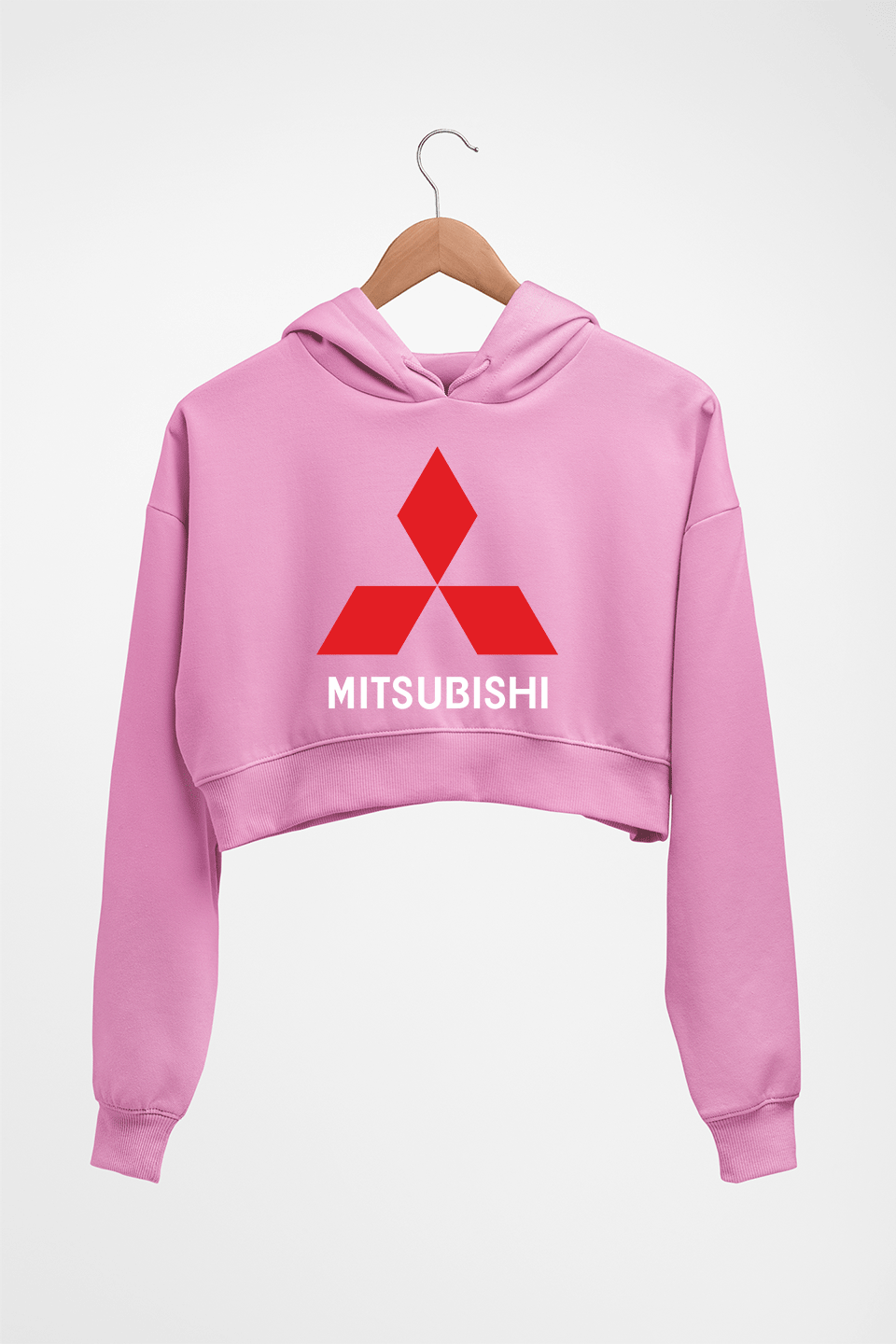 Mitsubishi Crop HOODIE FOR WOMEN-Light Baby Pink-Ektarfa.online
