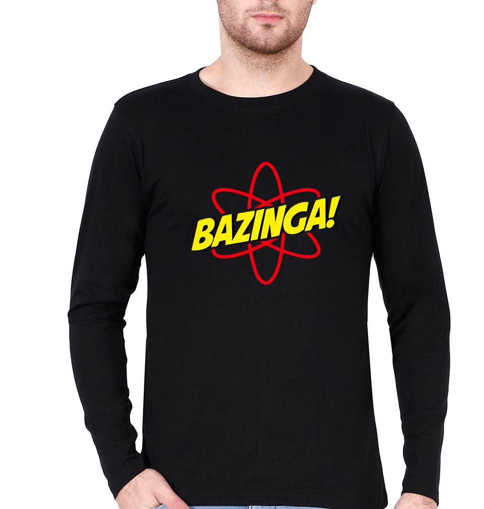 Sheldon Cooper Bazinga Full Sleeves T-Shirt for Men-S(38 Inches)-Black-Ektarfa.online
