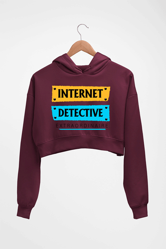 Internet Crop HOODIE FOR WOMEN-Maroon-Ektarfa.online