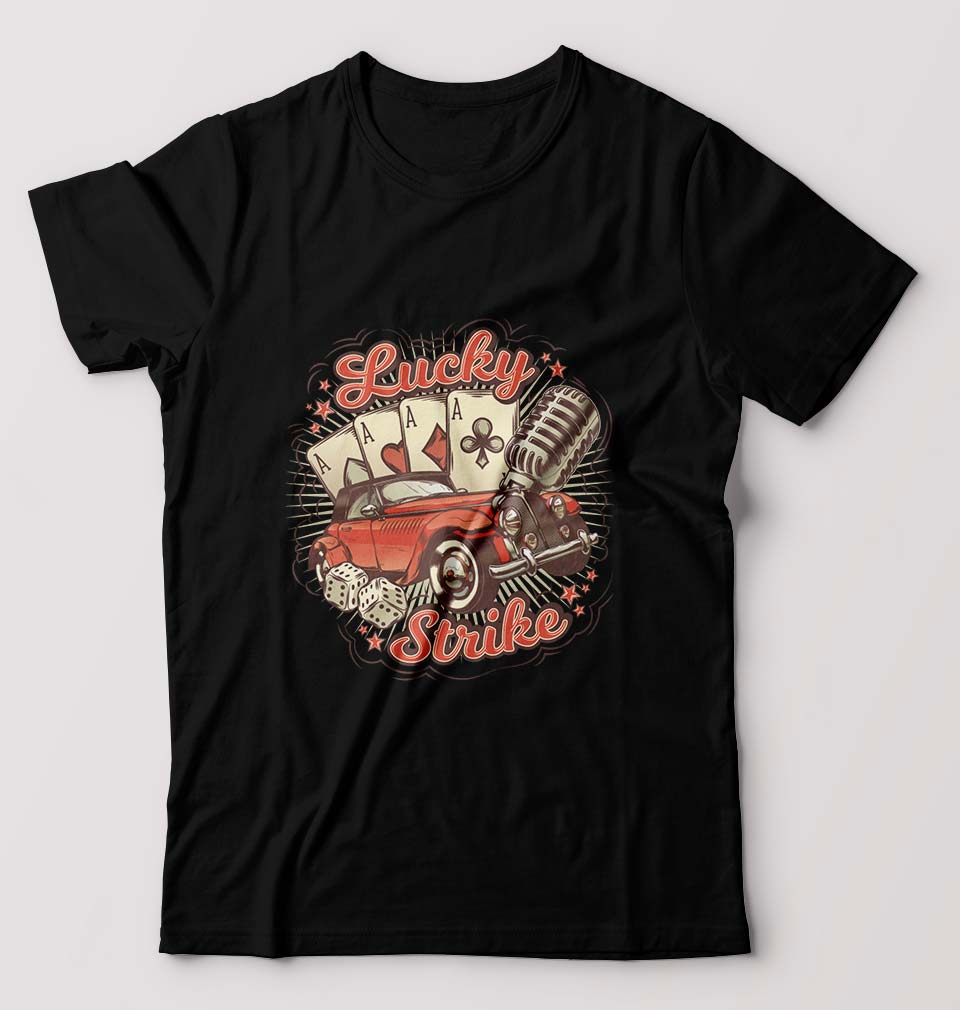 Poker T-Shirt for Men-S(38 Inches)-Black-Ektarfa.online