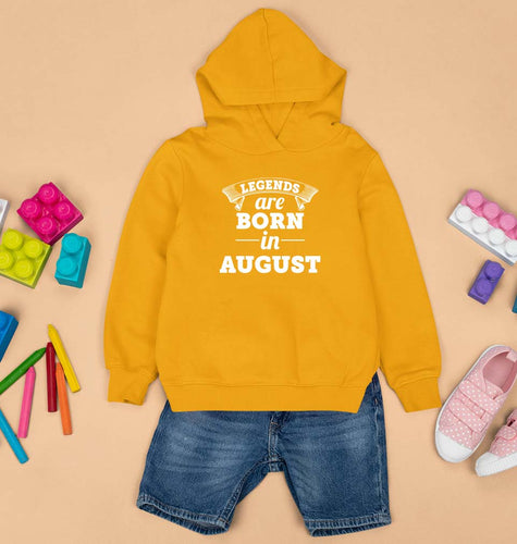 Legends are Born in August Kids Hoodie for Boy/Girl-1-2 Years(24 Inches)-Mustard Yellow-Ektarfa.online