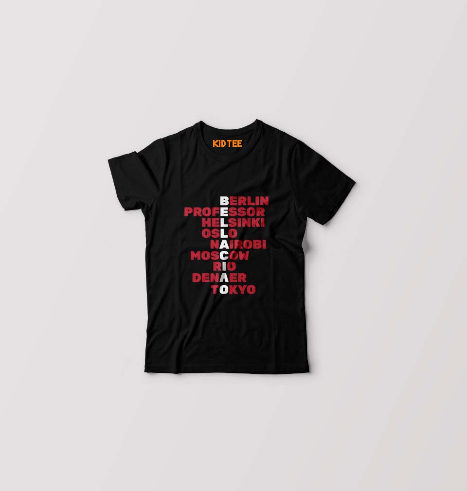 Money Hiest Kids T-Shirt for Boy/Girl-Black-Ektarfa.online