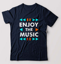 Load image into Gallery viewer, Music T-Shirt for Men-S(38 Inches)-Navy Blue-Ektarfa.online
