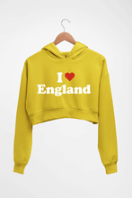 Load image into Gallery viewer, I Love England Crop HOODIE FOR WOMEN-Mustard Yellow-Ektarfa.online
