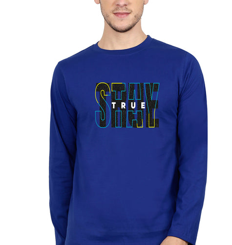 Stay True Full Sleeves T-Shirt for Men-Royal Blue-Ektarfa.online