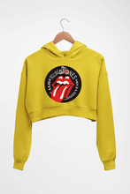Load image into Gallery viewer, Rolling Stones Crop HOODIE FOR WOMEN-Mustard Yellow-Ektarfa.online
