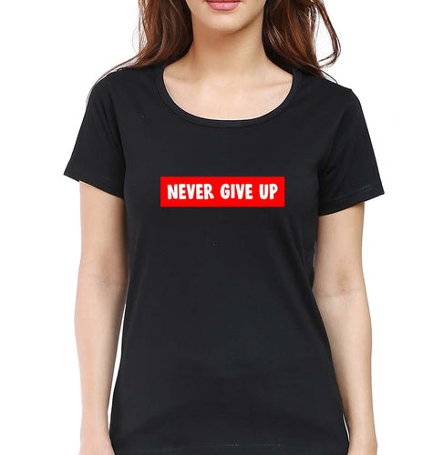 Never Give UP T-Shirt for Women-Black-Ektarfa.online