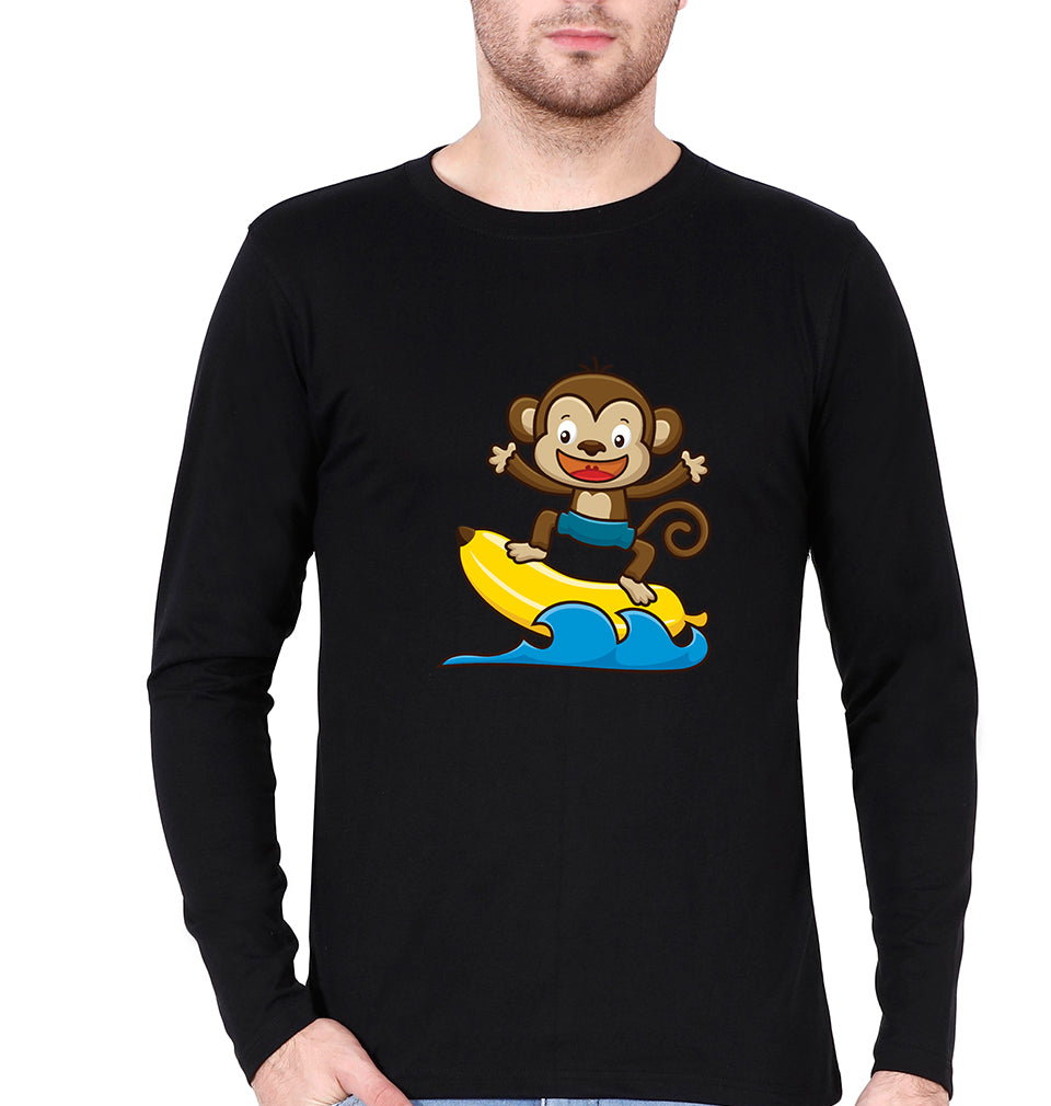 Monkey Banana Full Sleeves T-Shirt for Men-Black-Ektarfa.online