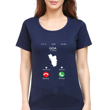 Load image into Gallery viewer, Goa Calling T-Shirt for Women-Navy Blue-Ektarfa.online
