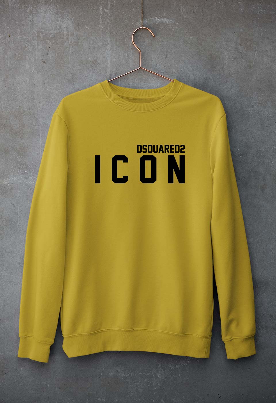 DSQUARED - ICON Unisex Sweatshirt for Men/Women-Mustard Yellow-Ektarfa.online