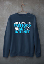 Load image into Gallery viewer, Fast Food and Internet Unisex Sweatshirt for Men/Women-Navy Blue-Ektarfa.online
