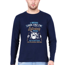 Load image into Gallery viewer, Drummer Full Sleeves T-Shirt for Men-Navy Blue-Ektarfa.online
