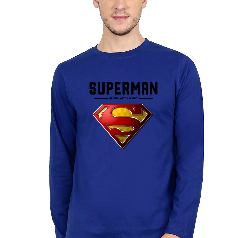 Superman Superhero Full Sleeves T-Shirt for Men-Royal Blue-Ektarfa.online