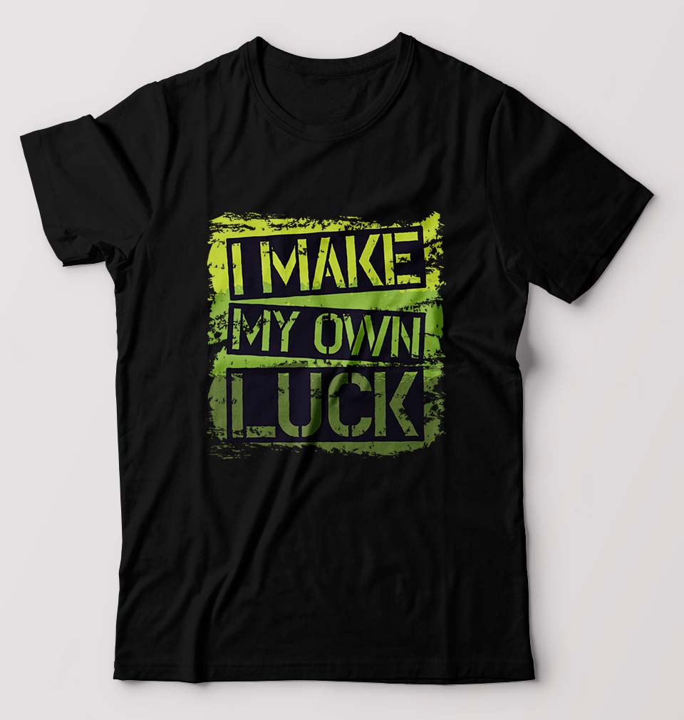Luck T-Shirt for Men-S(38 Inches)-Black-Ektarfa.online