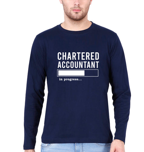 Chartered Accountants(CA) In Progress Full Sleeves T-Shirt for Men-S(38 Inches)-Navy Blue-Ektarfa.online