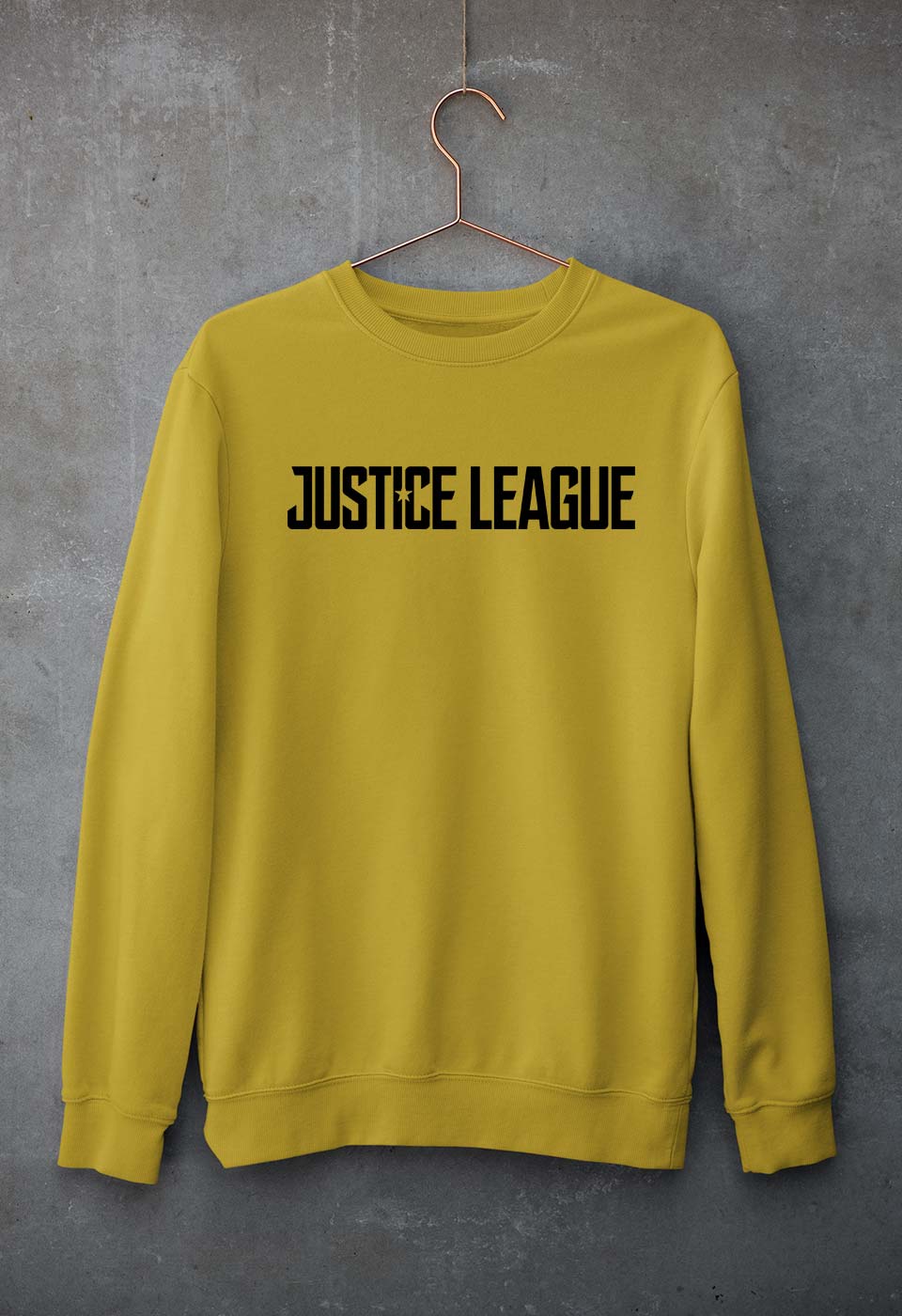 Justice League Unisex Sweatshirt for Men/Women-S(40 Inches)-Mustard Yellow-Ektarfa.online