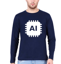 Load image into Gallery viewer, Artificial intelligence (AI) Full Sleeves T-Shirt for Men-Navy Blue-Ektarfa.online
