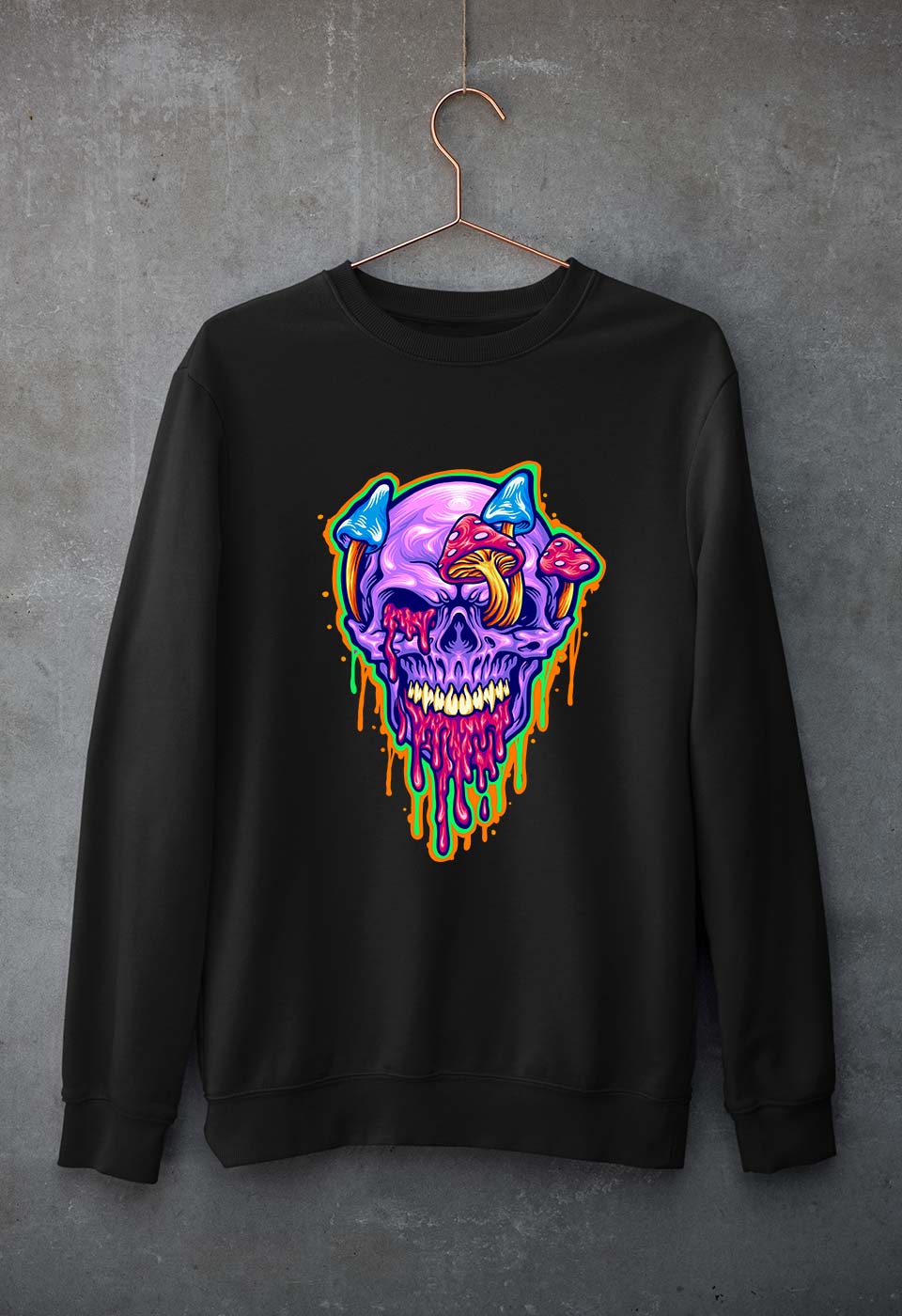 Trippy Psychedelic Skull Unisex Sweatshirt for Men/Women-Black-Ektarfa.online