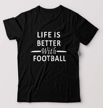 Load image into Gallery viewer, Life Football T-Shirt for Men-S(38 Inches)-Black-Ektarfa.online
