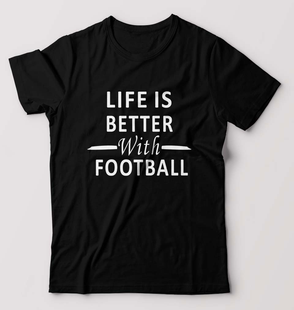 Life Football T-Shirt for Men-S(38 Inches)-Black-Ektarfa.online