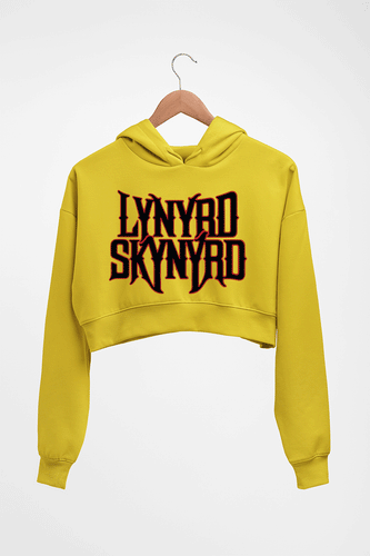Lynyrd Skynyrd Crop HOODIE FOR WOMEN-Mustard Yellow-Ektarfa.online