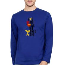 Load image into Gallery viewer, You Can&#39;t Save The World Alone Justice League Full Sleeves T-Shirt for Men-Royal Blue-Ektarfa.online
