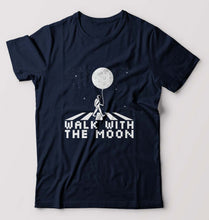 Load image into Gallery viewer, Moon Space T-Shirt for Men-S(38 Inches)-Navy Blue-Ektarfa.online
