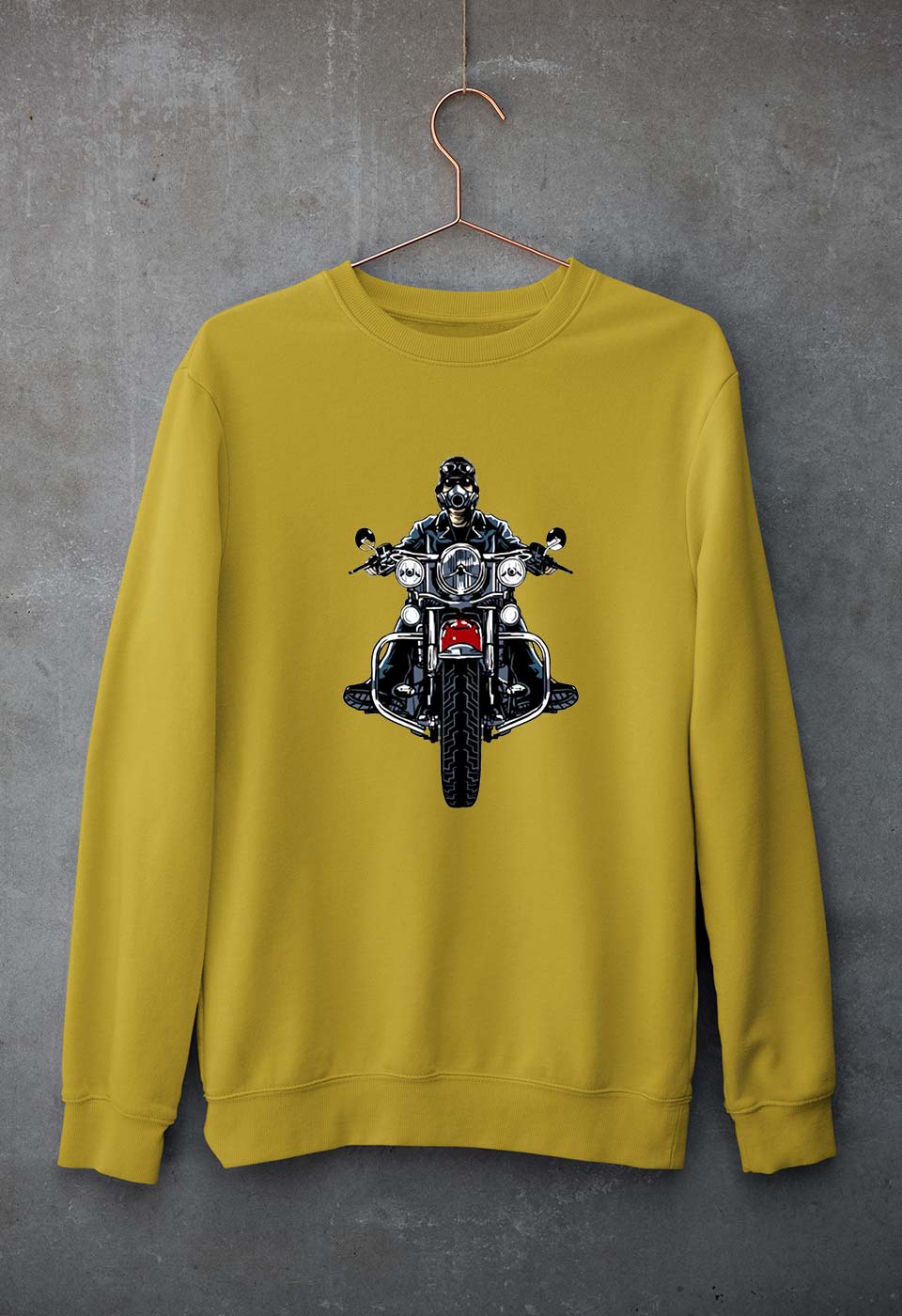Biker Unisex Sweatshirt for Men/Women-Mustard Yellow-Ektarfa.online
