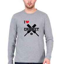Load image into Gallery viewer, I Love Cricket Full Sleeves T-Shirt for Men-Grey Melange-Ektarfa.online
