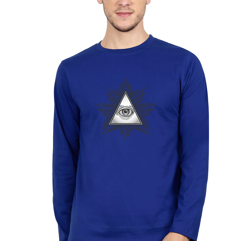 Eye Pyramid Full Sleeves T-Shirt for Men-S(38 Inches)-Royal Blue-Ektarfa.online