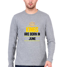 Load image into Gallery viewer, Kings Are Born In June Full Sleeves T-Shirt for Men-Grey Melange-Ektarfa.online
