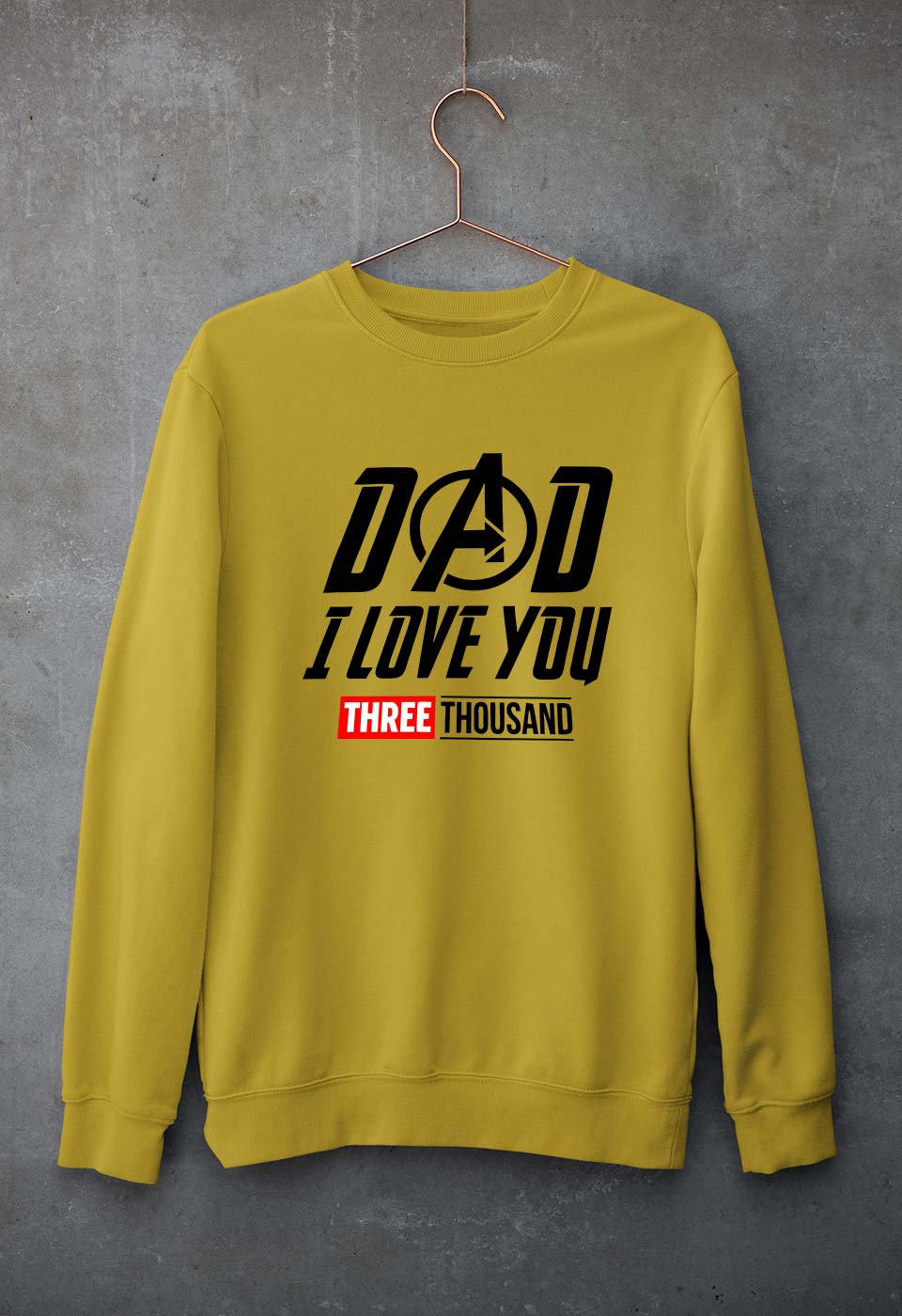 Dad I Love You 3000 Unisex Sweatshirt for Men/Women-S(40 Inches)-Mustard Yellow-Ektarfa.online