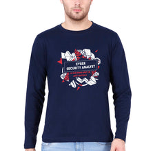 Load image into Gallery viewer, Cyber Security Full Sleeves T-Shirt for Men-Navy Blue-Ektarfa.online
