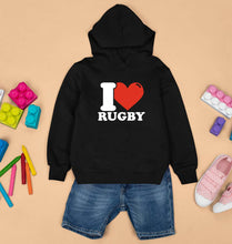 Load image into Gallery viewer, I Love Rugby Kids Hoodie for Boy/Girl-Black-Ektarfa.online
