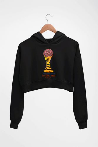 FIFA World Cup Qatar 2022 Crop HOODIE FOR WOMEN-Black-Ektarfa.online