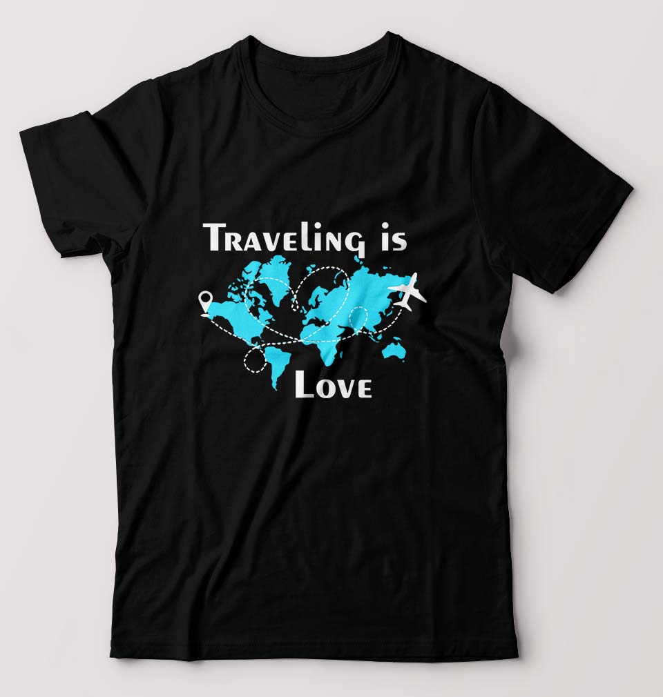 Traveling is Love T-Shirt for Men-Black-Ektarfa.online