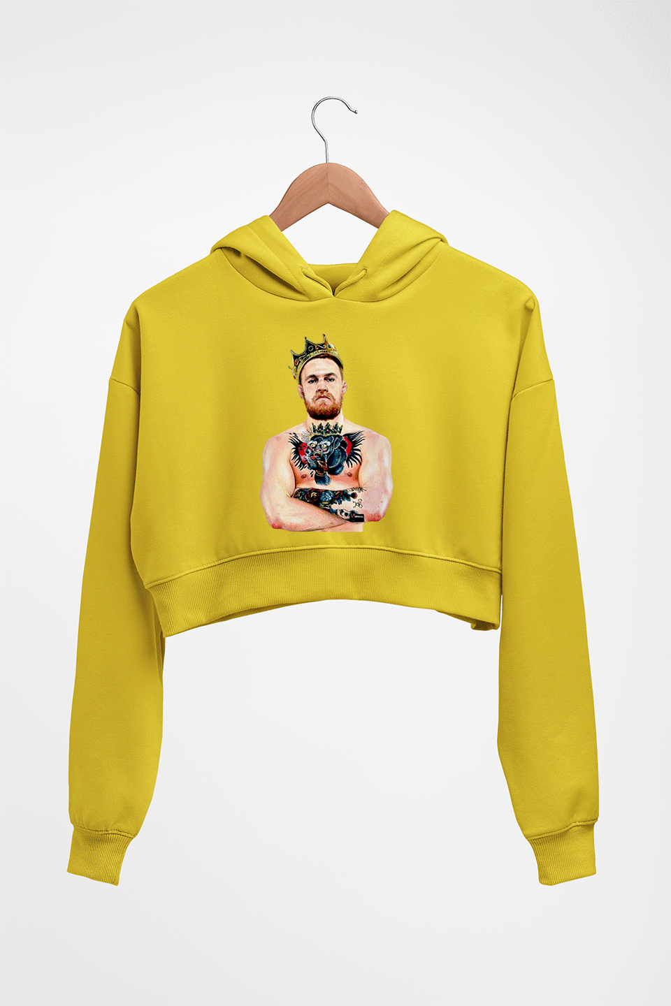 Conor McGregor UFC Crop HOODIE FOR WOMEN-Mustard Yellow-Ektarfa.online