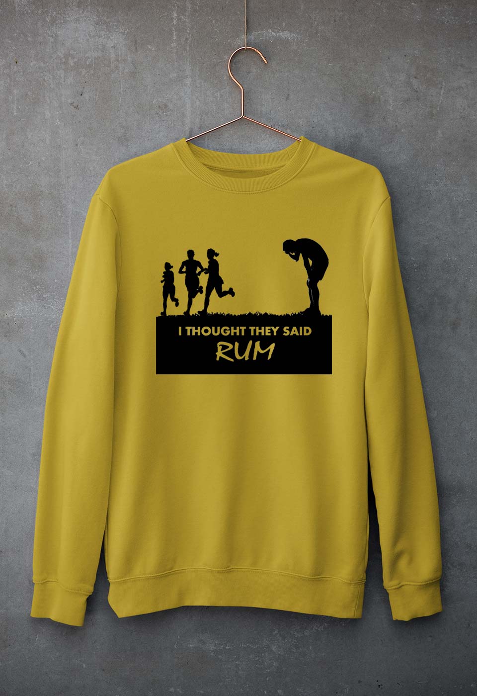 Rum Funny Unisex Sweatshirt for Men/Women-S(40 Inches)-Mustard Yellow-Ektarfa.online