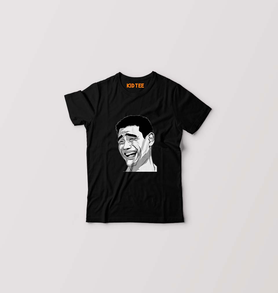 Yao Ming Face(Bitch Please) Kids T-Shirt for Boy/Girl-Black-Ektarfa.online