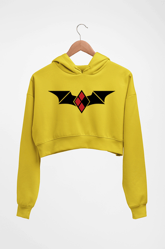 Batman and Harley Quinn Crop HOODIE FOR WOMEN-Mustard Yellow-Ektarfa.online