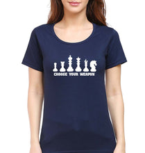 Load image into Gallery viewer, Chess T-Shirt for Women-XS(32 Inches)-Navy Blue-Ektarfa.online
