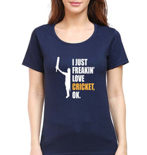 Load image into Gallery viewer, Love Cricket T-Shirt for Women-Navy Blue-Ektarfa.online
