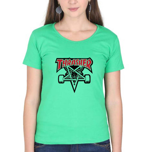 Thrasher T-Shirt for Women-XS(32 Inches)-Flag Green-Ektarfa.online