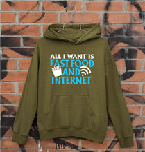 Load image into Gallery viewer, Fast Food and Internet Unisex Hoodie for Men/Women-Olive Green-Ektarfa.online
