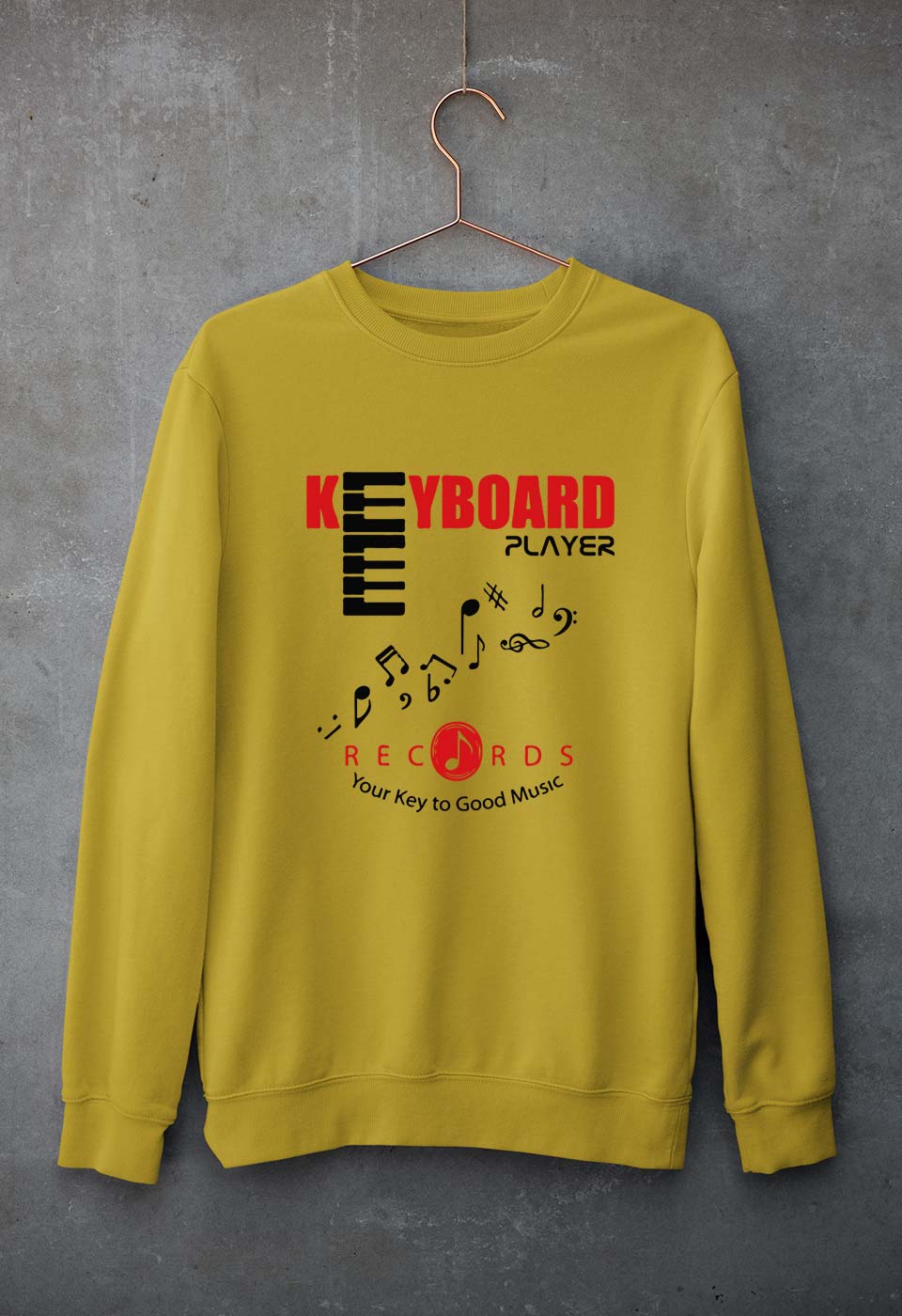 Piano Keyboard Unisex Sweatshirt for Men/Women-Mustard Yellow-Ektarfa.online
