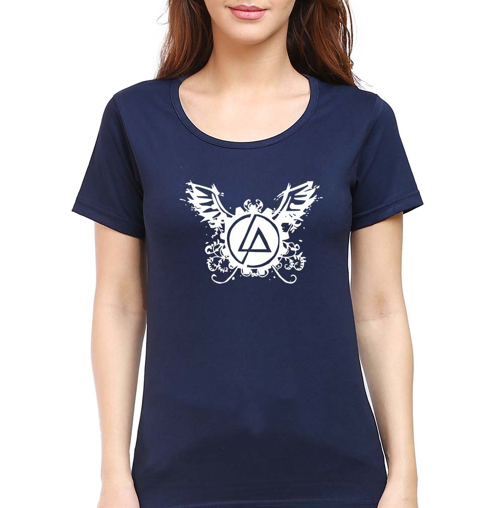 Linkin Park T-Shirt for Women-XS(32 Inches)-Navy Blue-Ektarfa.online